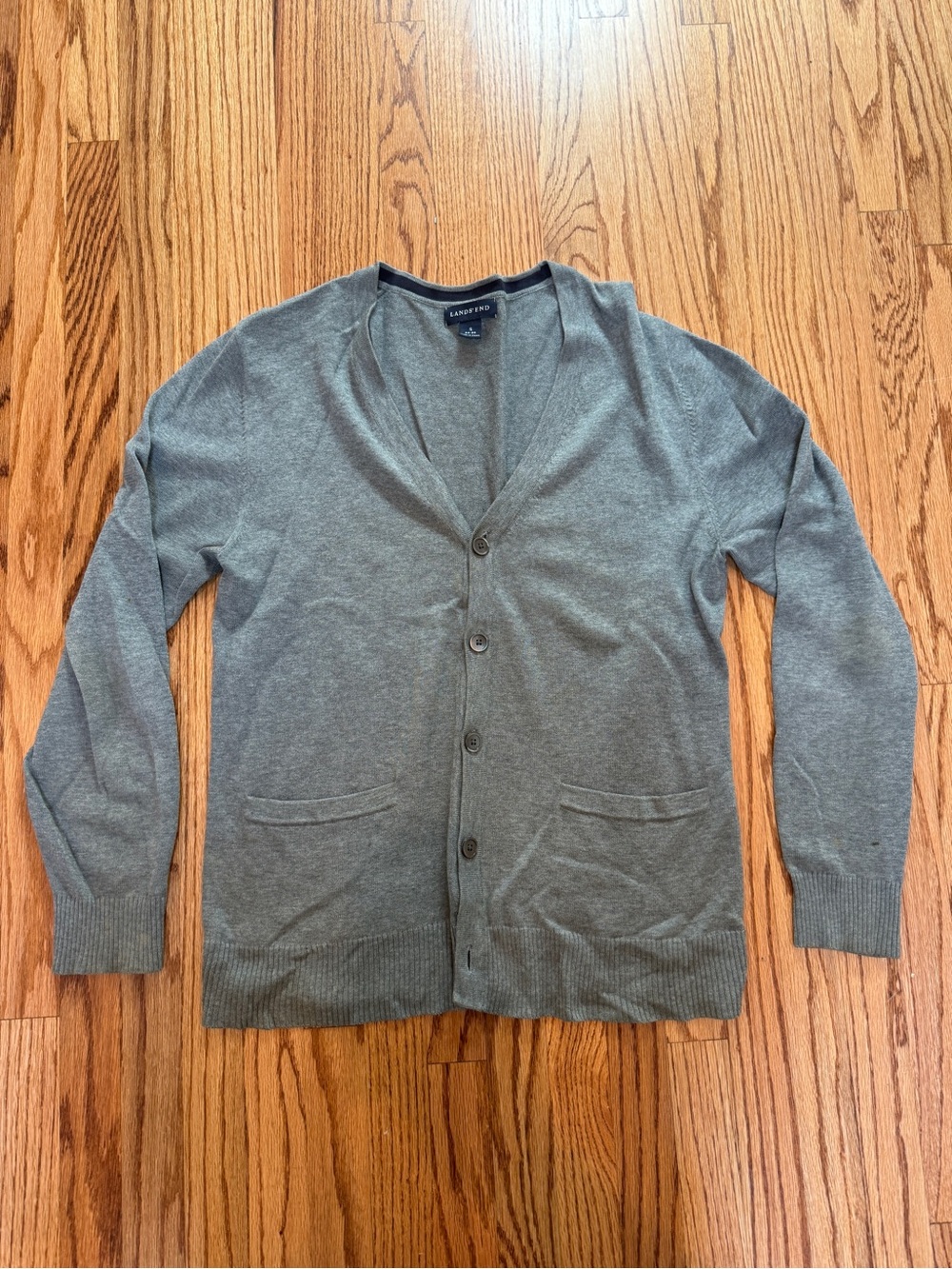 Lands' End Men's Heather Gray Button Cardigan